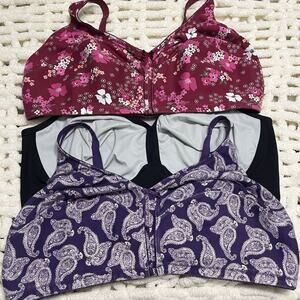 LOT OF 3 Comfort Choice Women's Plus Size Cotton Wireless BRAS 52DD MULTICOLOR